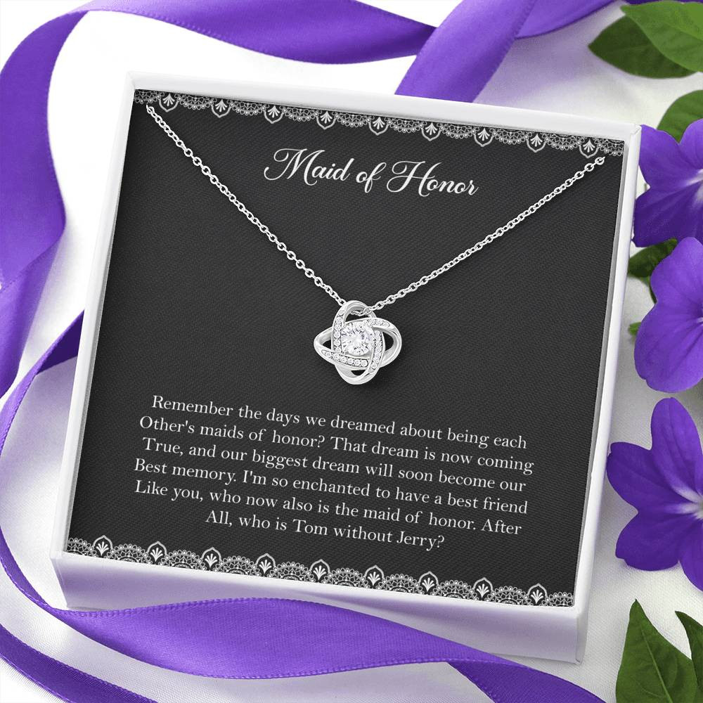To My Maid Of Honor Gifts, Best Memory, Love Knot Necklace For Women, Wedding Day Thank You Ideas From Bride