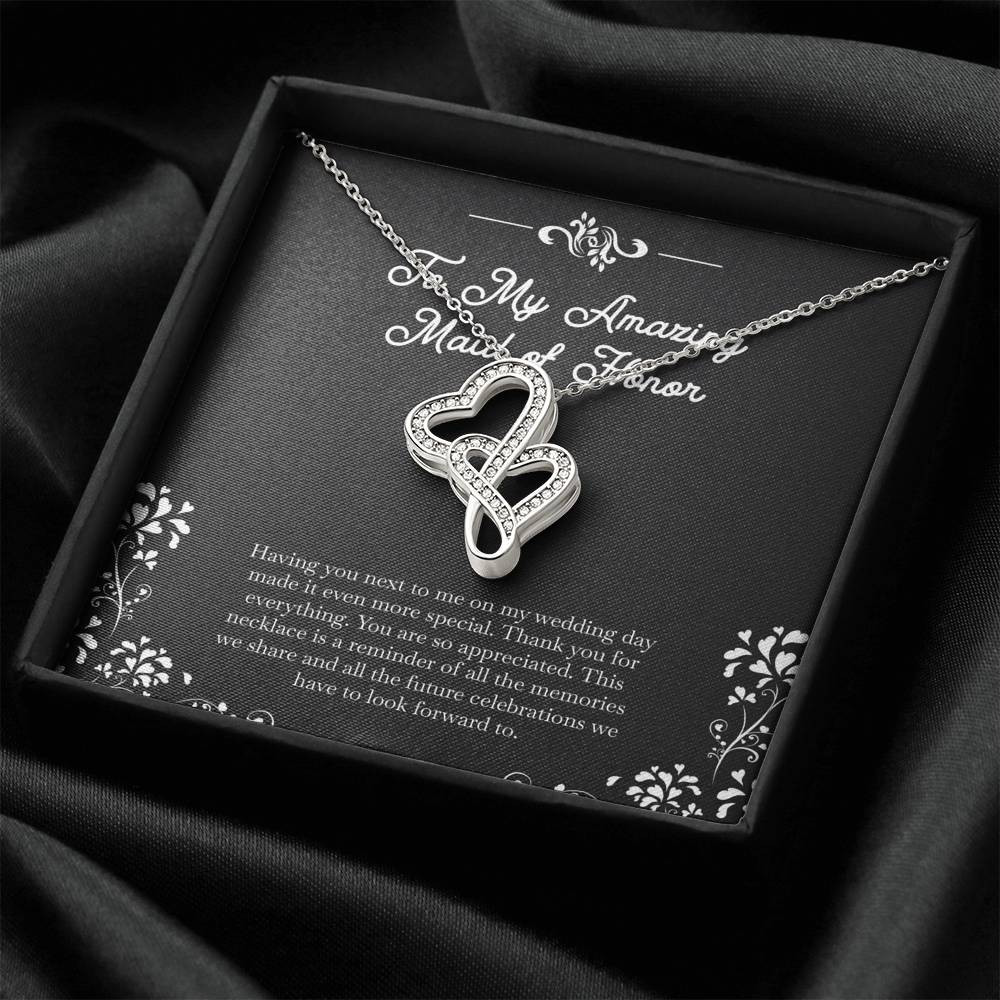To My Maid Of Honor Gifts, Having You Next To Me, Double Heart Necklace For Women, Wedding Day Thank You Ideas From Bride