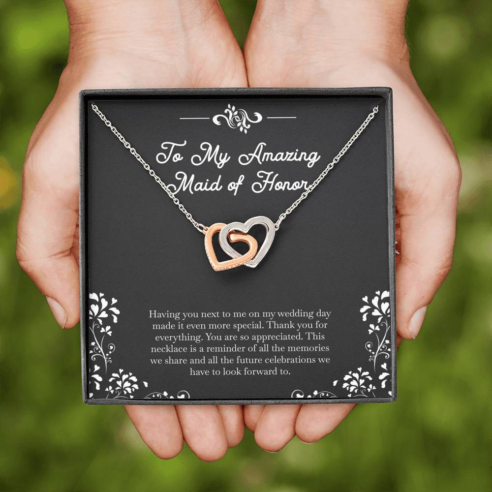 To My Maid Of Honor Gifts, Having You Next To Me, Interlocking Heart Necklace For Women, Wedding Day Thank You Ideas From Bride