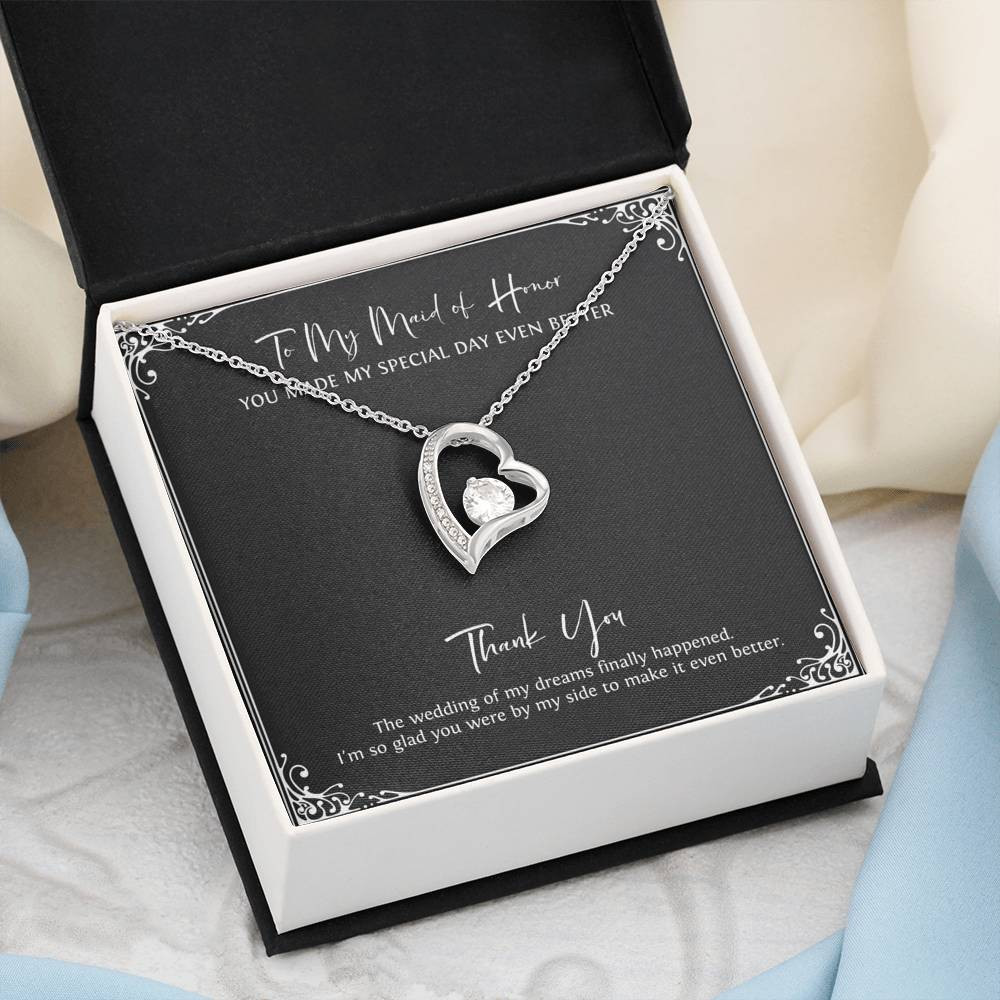 To My Maid Of Honor Gifts, I’m Glad You’re By My Side, Forever Love Heart Necklace For Women, Wedding Day Thank You Ideas From Bride