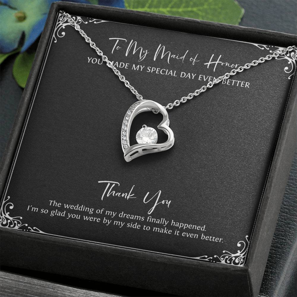 To My Maid Of Honor Gifts, I’m Glad You’re By My Side, Forever Love Heart Necklace For Women, Wedding Day Thank You Ideas From Bride