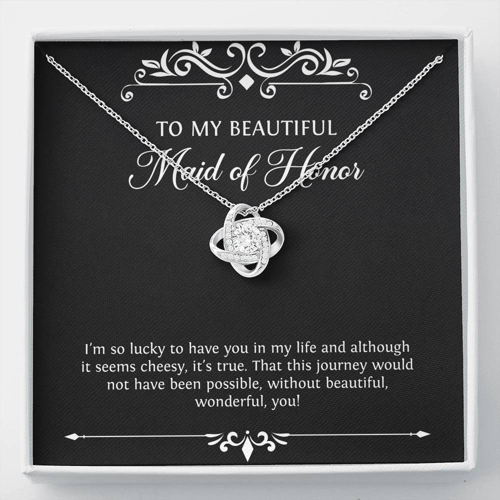 To My Maid of Honor Gifts, I’m Lucky To Have You, Love Knot Necklace For Women, Wedding Day Thank You Ideas From Bride