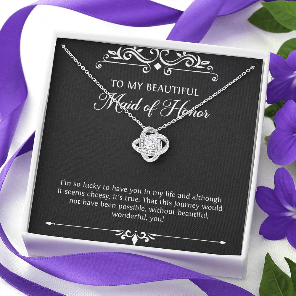To My Maid of Honor Gifts, I’m Lucky To Have You, Love Knot Necklace For Women, Wedding Day Thank You Ideas From Bride