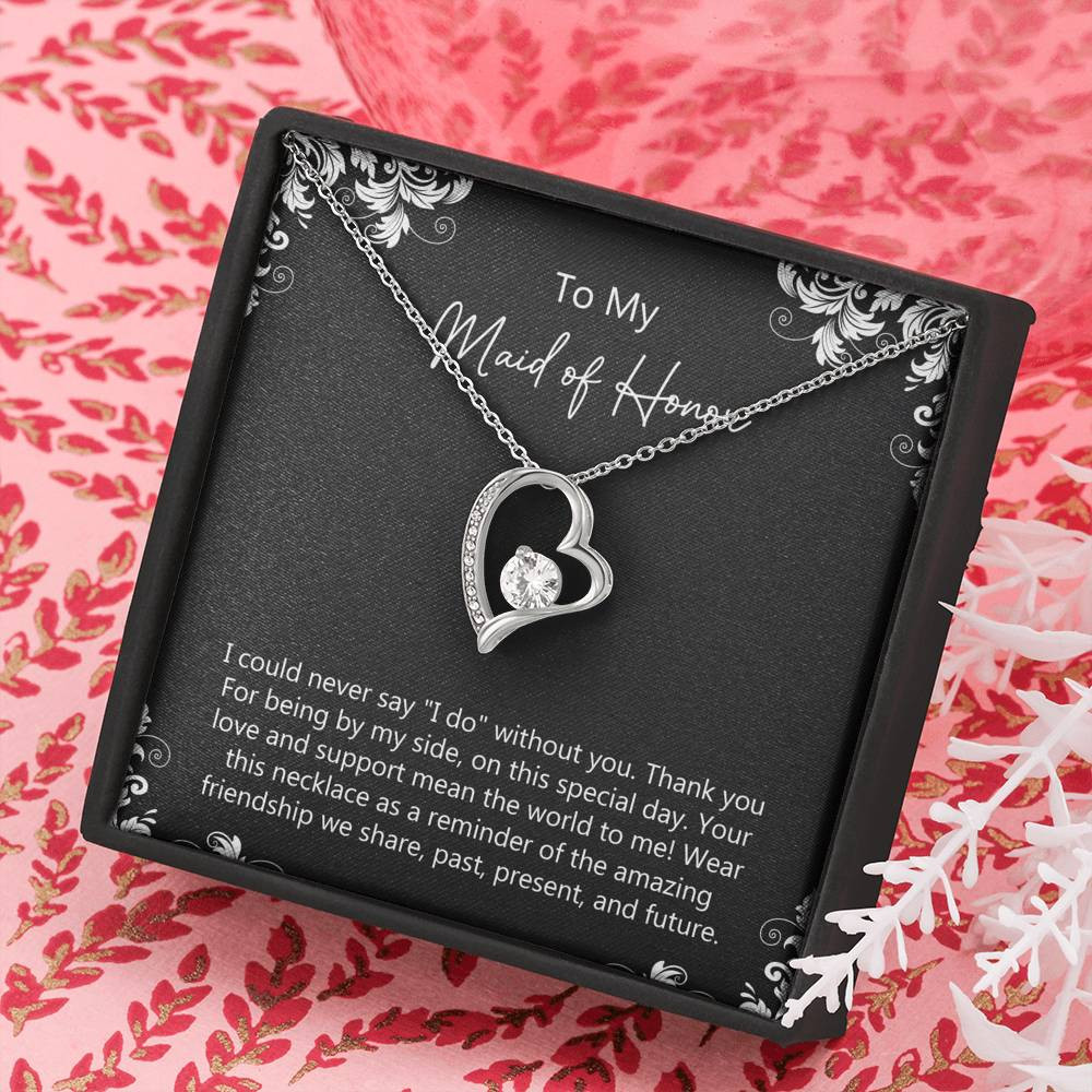 To My Maid Of Honor Gifts, Love And Support, Forever Love Heart Necklace For Women, Wedding Day Thank You Ideas From Bride