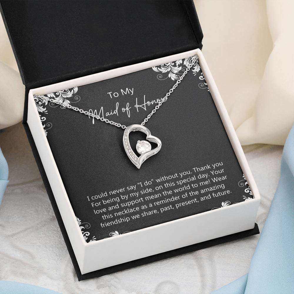 To My Maid Of Honor Gifts, Love And Support, Forever Love Heart Necklace For Women, Wedding Day Thank You Ideas From Bride