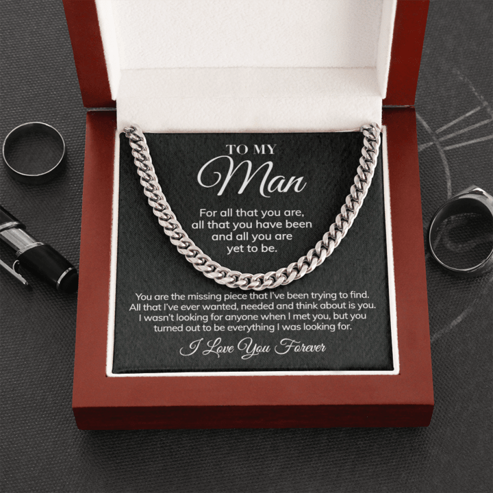 To My Man – For All That You Are – I Love You Forever – Cuban Link Chain Necklace