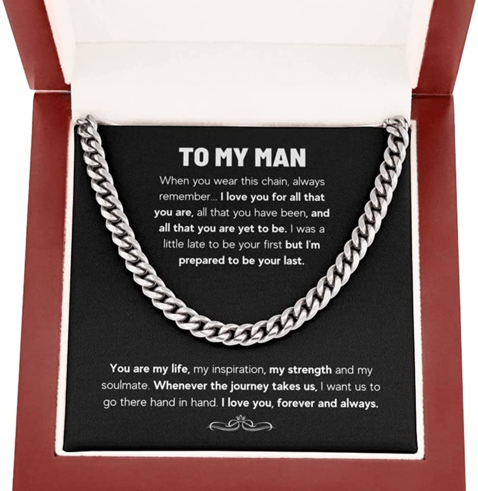 To My Man Necklace, Christmas, Anniversary, Birthday Gift To My Man Soulmate Couples Present Necklace, Necklace For Husband, Cuban Link Chain Necklace