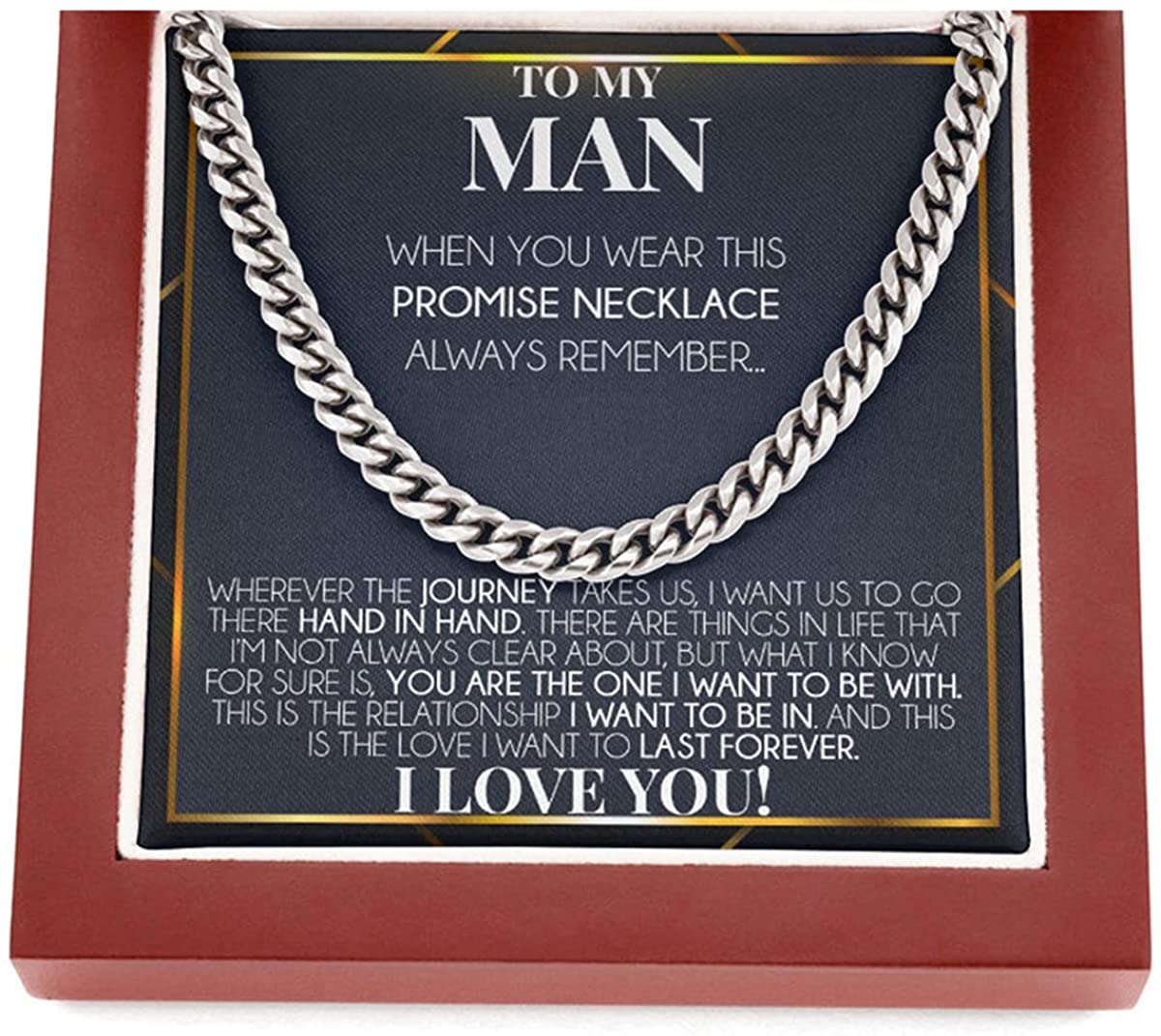 To My Man Necklace, Husband Necklace from Wife, Necklace for Boyfriend, Mens Cuban Chain Necklace, Mens Necklaces for Him, Gifts for Men