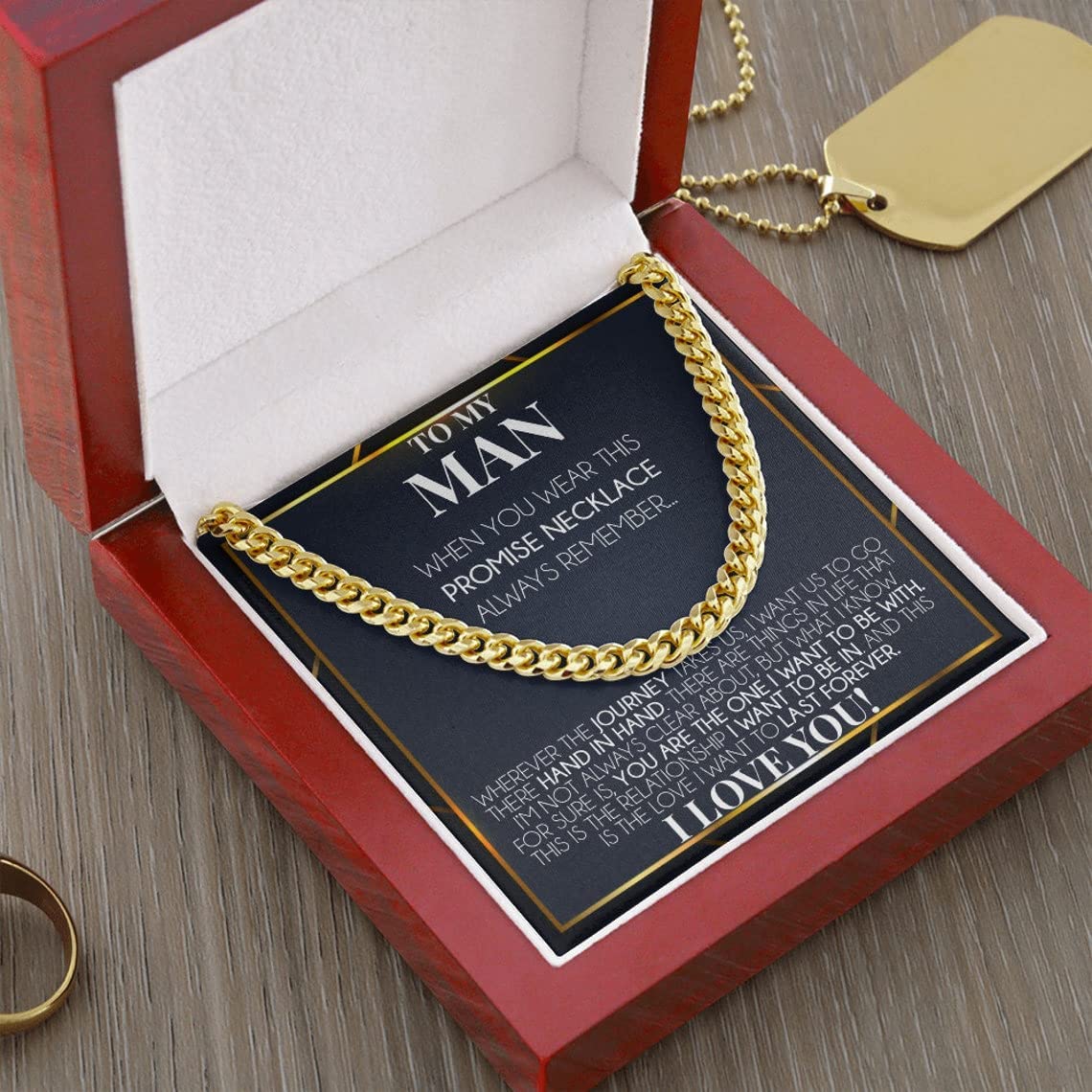 To My Man Necklace, Husband Necklace from Wife, Necklace for Boyfriend, Mens Cuban Chain Necklace, Mens Necklaces for Him, Gifts for Men
