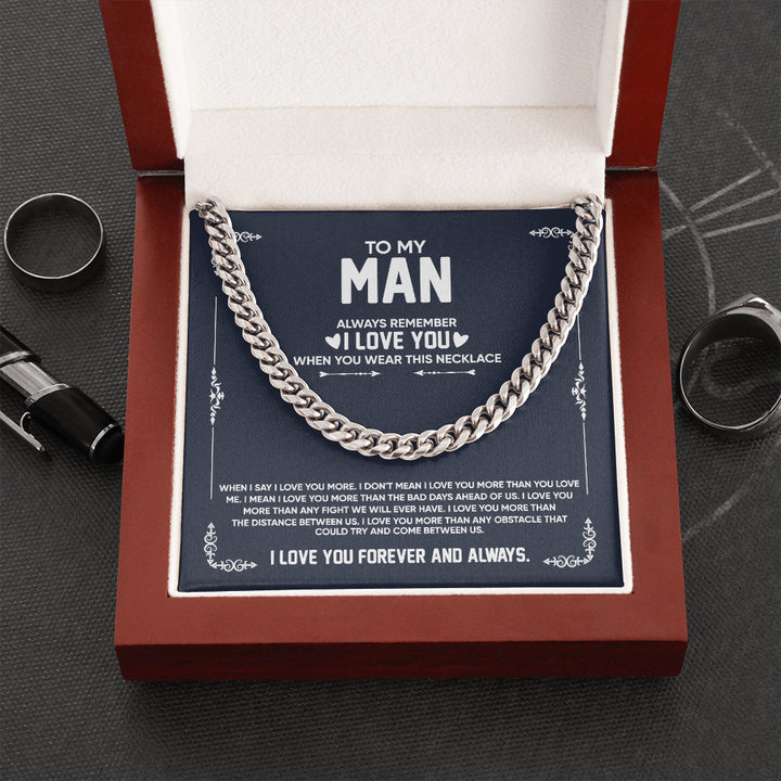 To My Man Necklace – Always Remember I Love You When You Wear This Necklace Cuban Link Chain Necklace