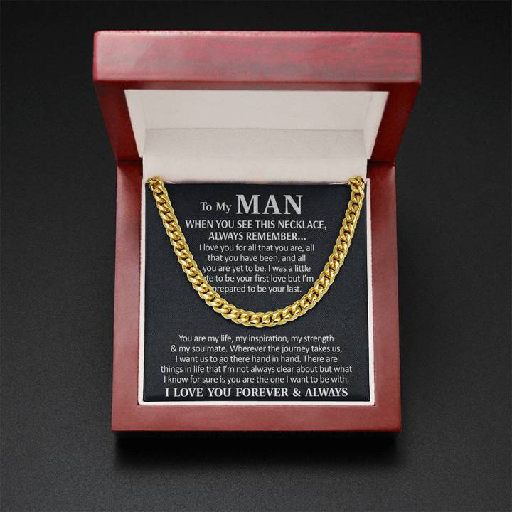 To My Man Necklace – Husband Boyfriend Necklace You are my life, my inspiration, my strength & my soulmate Cuban Link Chain Necklace