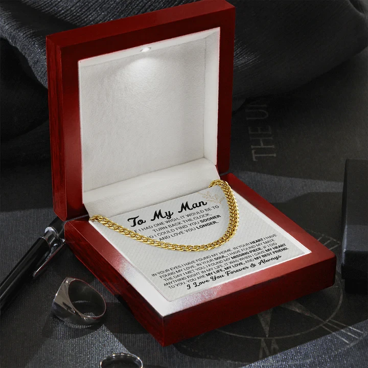 To My Man necklace – In Your Eyes I Have Found My Home Cuban Link Chain