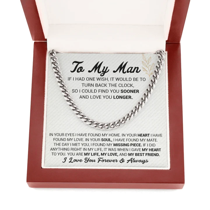 To My Man necklace – In Your Eyes I Have Found My Home Cuban Link Chain