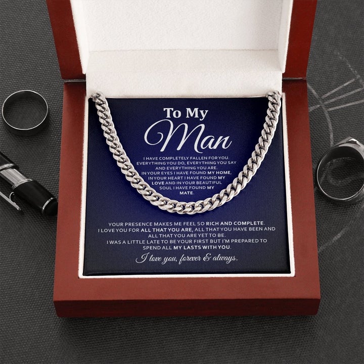 To My Man Necklace – Your Presence Makes Me Feel So Rich and Complete cuban Link Chain Necklace