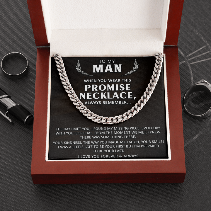To My Man Promise Necklace Gift I Found My Missing Piece Cuban Link Chain Necklace
