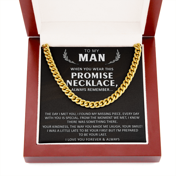 To My Man Promise Necklace Gift I Found My Missing Piece Cuban Link Chain Necklace