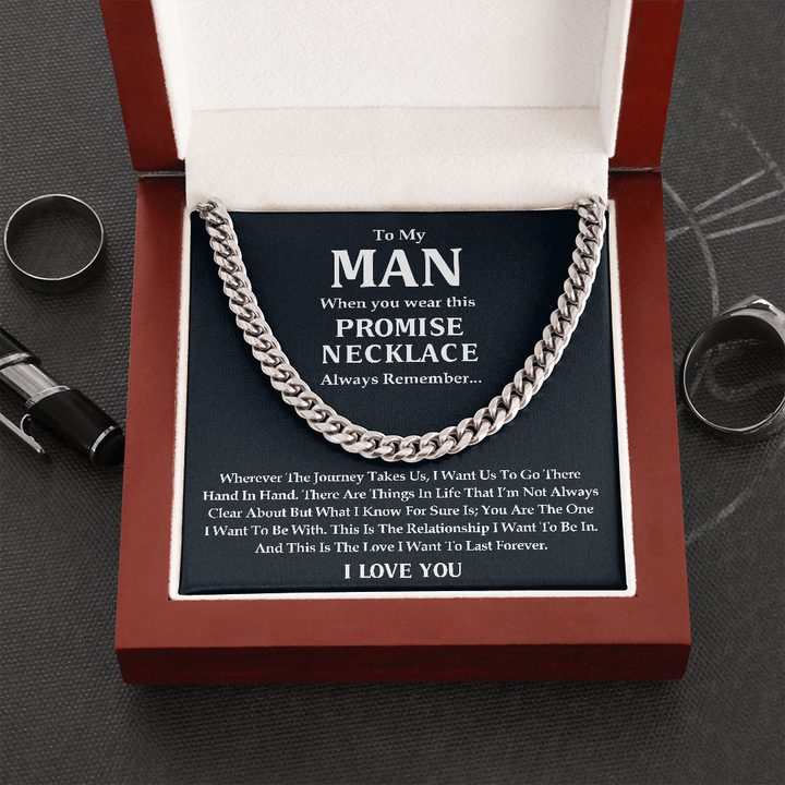 To My Man Promise Necklace Husband Boyfriend Gift I Want Us Go Home Hand In hand Cuban Link chain Necklace