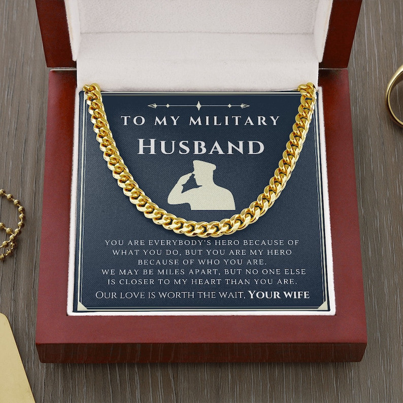 To My Military Husband Cuban Husband Necklace Present Mens Necklace Gift For Independence Day