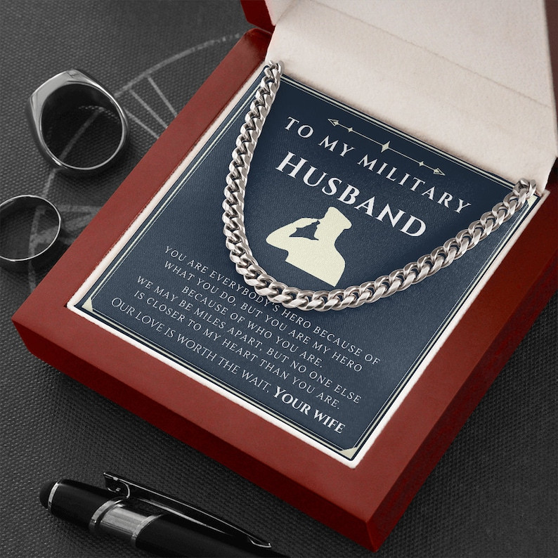 To My Military Husband Cuban Husband Necklace Present Mens Necklace Gift For Independence Day