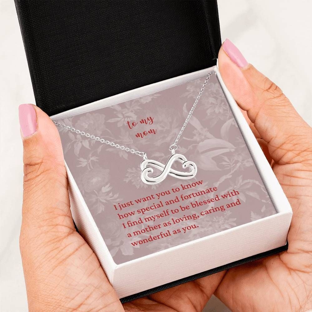 To My Mom, Mothers Day Gift, Gift For Mom, Infinity Heart Necklace With Message Card