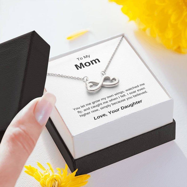 To My Mom – I Soar Even Higher Now – Infinity Heart Necklace Best Gifts For Mom, Birthday Gift For Mom From Daughter, Mother’s Day Necklace