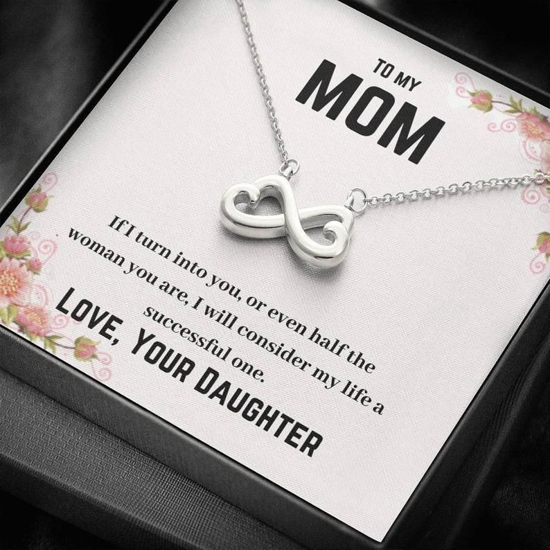 To My Mom – If I Turn Into You – Infinity Heart Necklace Mother’s Day Gift, Mom Necklace Gifts For Mom, Mom Gift From Daughter