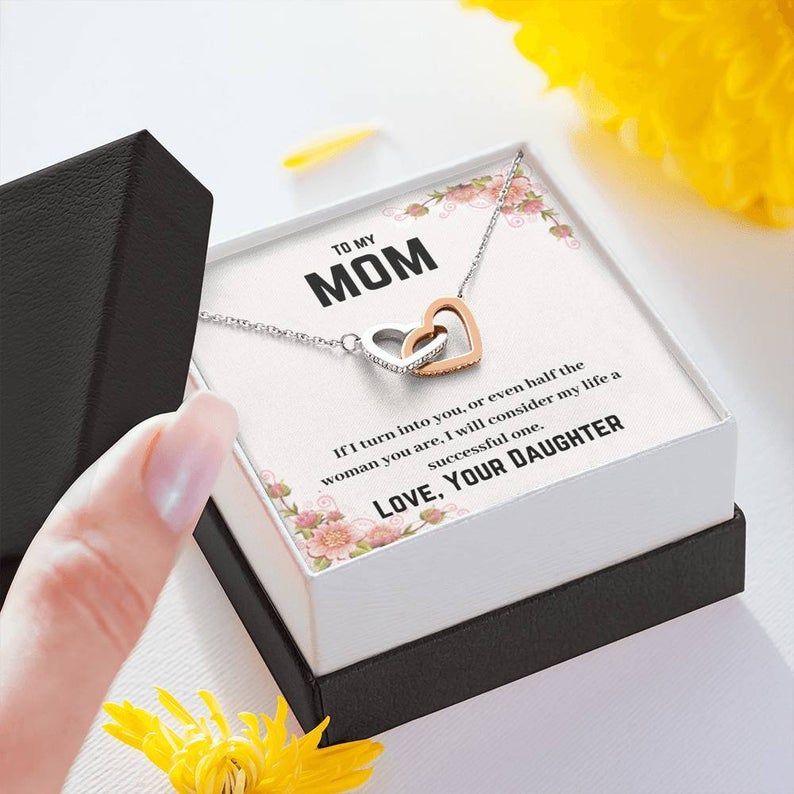 To My Mom – If I Turn Into You – Interlocking Hearts Necklace Mom Gift Necklace Thank You Gift, Appreciation Gift, Necklace For Mom