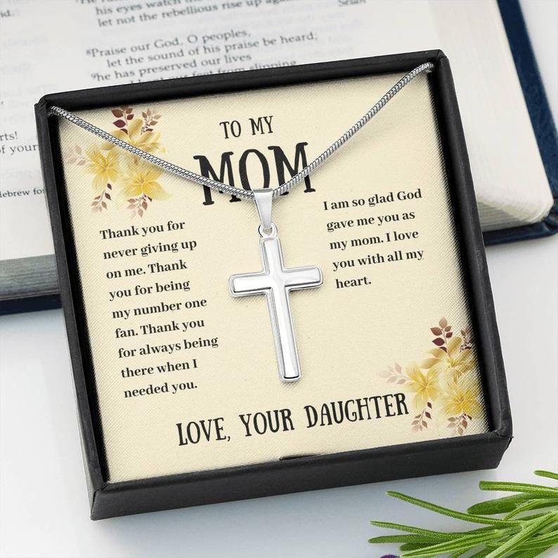 To My Mom – Thank You – Artisan Cross Necklace Gift For Mom, Gift For Best Friend, Thank You Gift, Appreciation Gift, Mother Gift Idea