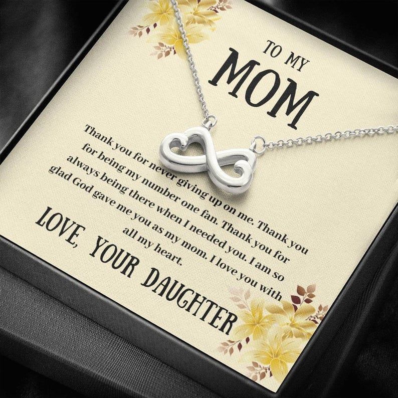 To My Mom – Thank You – Infinity Heart Necklace Mom Gifts From Daughter, Mom Necklace Gifts For Mom, Birthday Gift For Mom, Valentine Gift