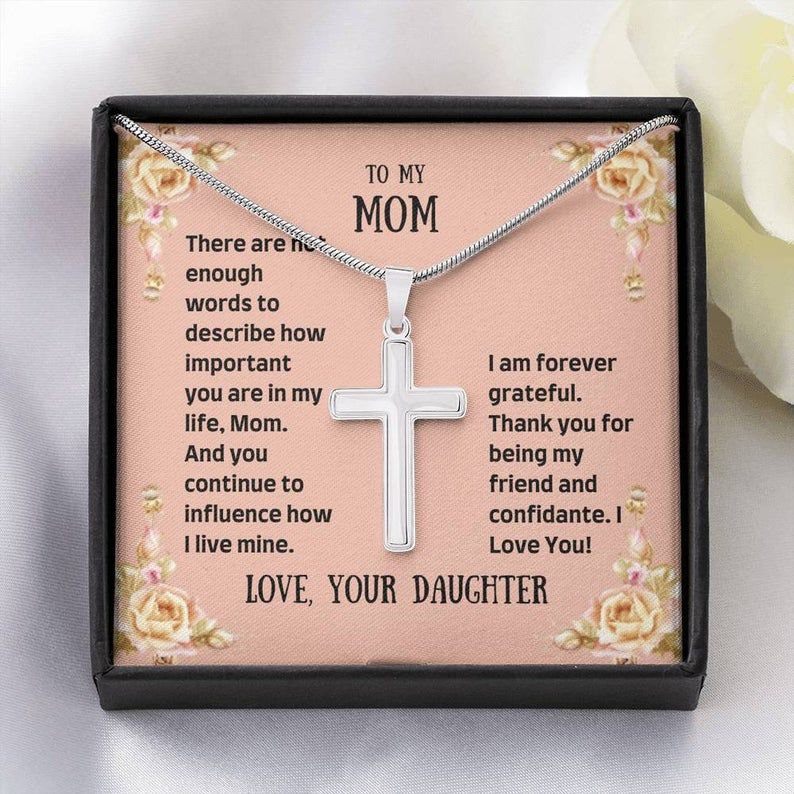 To My Mom – There Are Not Enough Words – Artisan Cross Necklace Mom Necklace Gift, Anniversary Gift For Mom, Special Jewelry Gift For Mom