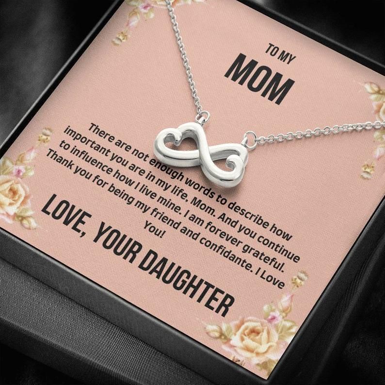 To My Mom – There Are Not Enough Words – Infinity Heart Necklace Mom Gift From Daughter, Mom Jewelry, Mom Appreciation, Unique Gift For Mom