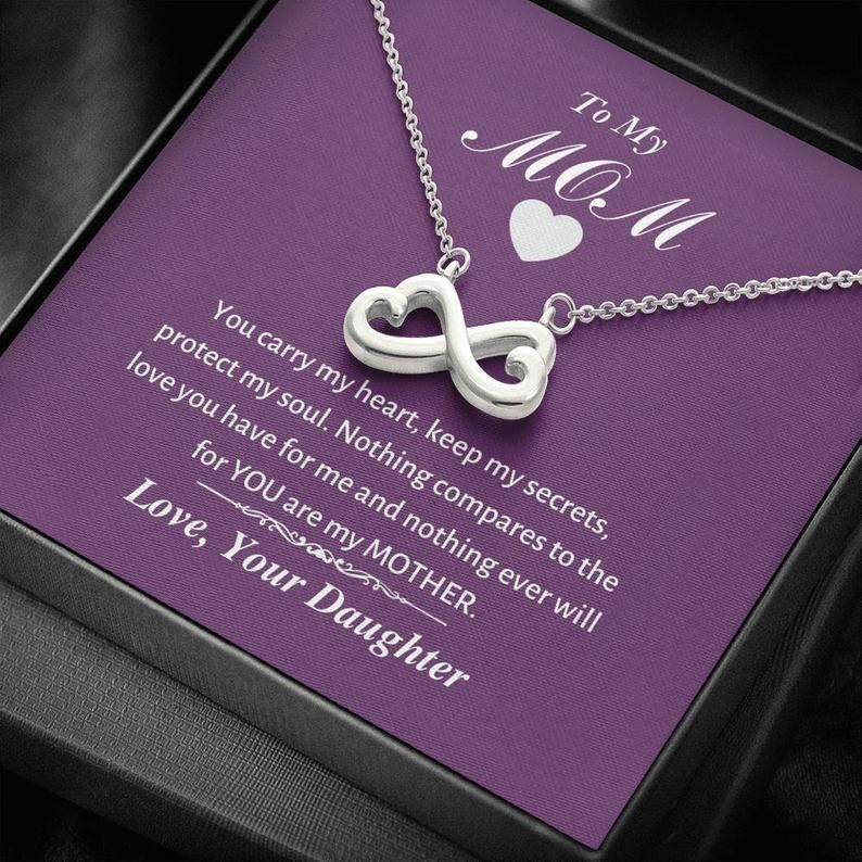To My Mom – You Carry My Heart – Infinity Heart Necklace Mother Necklace Mother’s Day Gift, Mom Birthday Necklace Mom Gift From Daughter