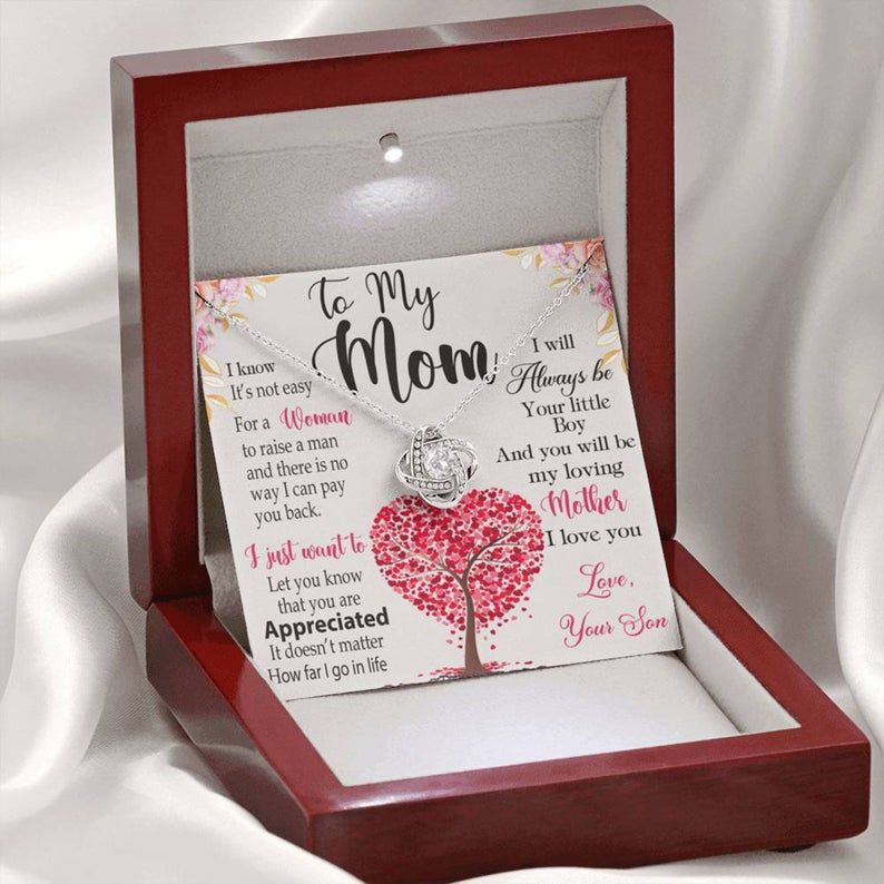 To My Mom Gift Love Knot Necklace Gift for Mom from Son, Mom Wedding Gift from Son, Mother Son Gifts, Mother’s Day Gift For Mom