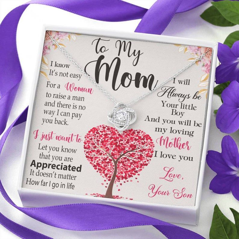 To My Mom Gift Love Knot Necklace Gift for Mom from Son, Mom Wedding Gift from Son, Mother Son Gifts, Mother’s Day Gift For Mom