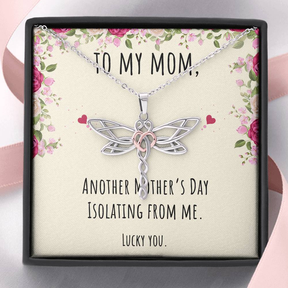 To My Mom Gifts, Another Mother’s Day Isolating From Me, Dragonfly Necklace For Women, Birthday Present Idea From Daughter or Son