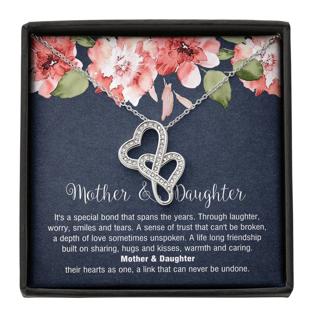 To My Mom Gifts, Mother and Daughter Bond, Double Heart Necklace For Women, Birthday Mothers Day Present From Daughter