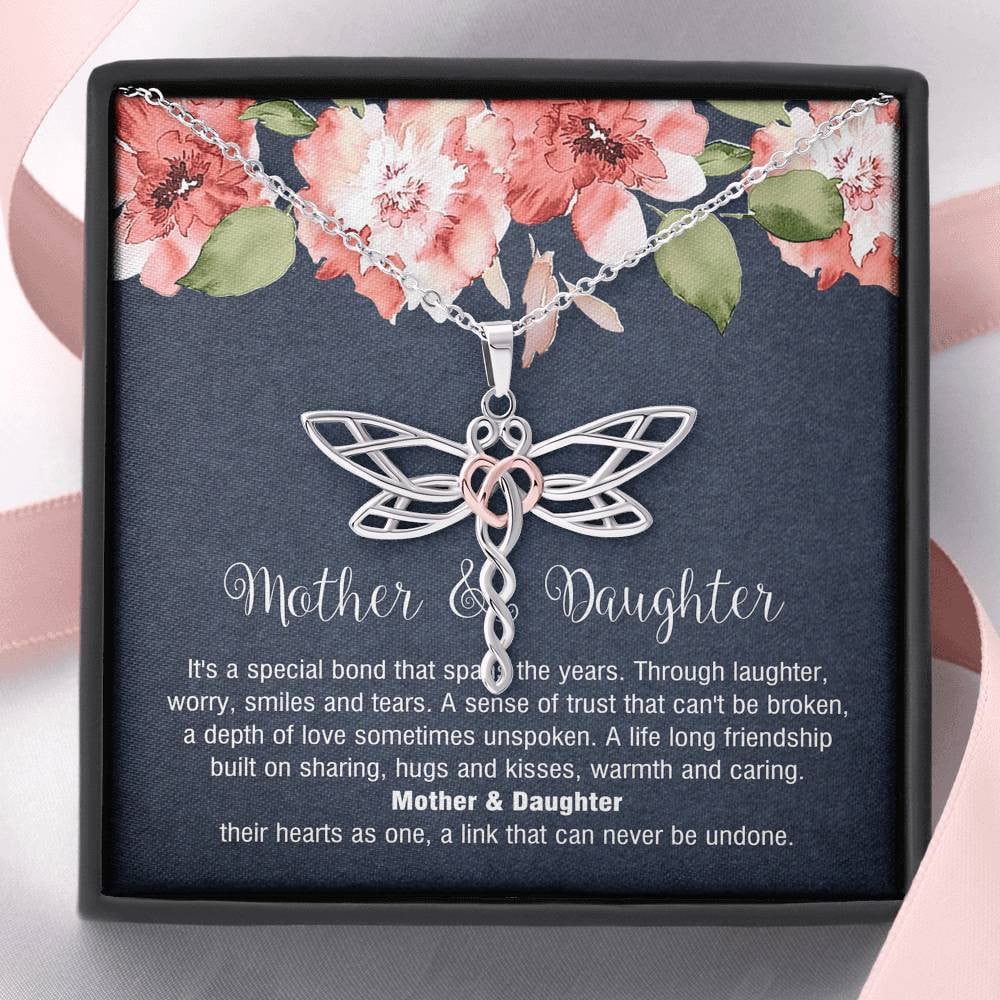To My Mom Gifts, Mother and Daughter Bond, Interlocking Heart Necklace For Women, Birthday Mothers Day Present From Daughter