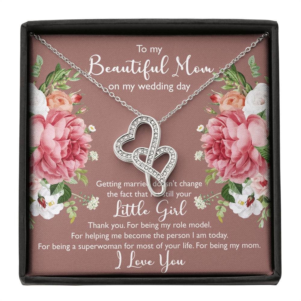To My Mom Gifts, Thank You, Double Heart Necklace For Women, Wedding Day Thank You Ideas From Daughter