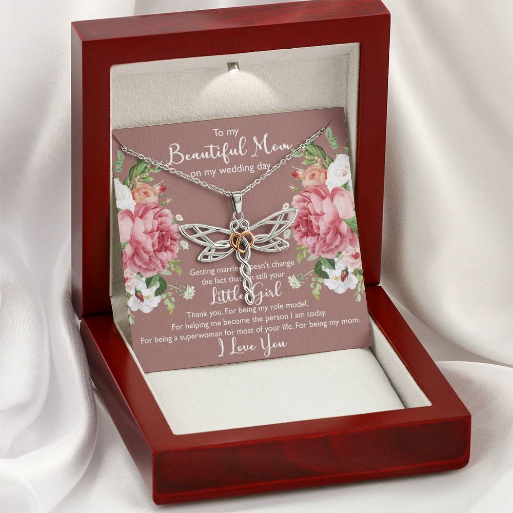 To My Mom Gifts, Thank You, Dragonfly Necklace For Women, Wedding Day Thank You Ideas From Daughter