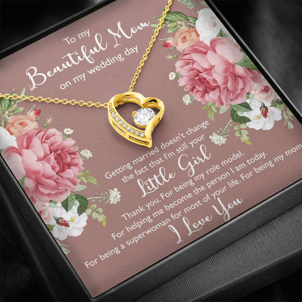 To My Mom Gifts, Thank You, Forever Love Heart Necklace For Women, Wedding Day Thank You Ideas From Daughter