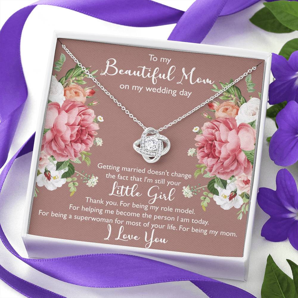 To My Mom Gifts, Thank You, Love Knot Necklace For Women, Wedding Day Thank You Ideas From Daughter