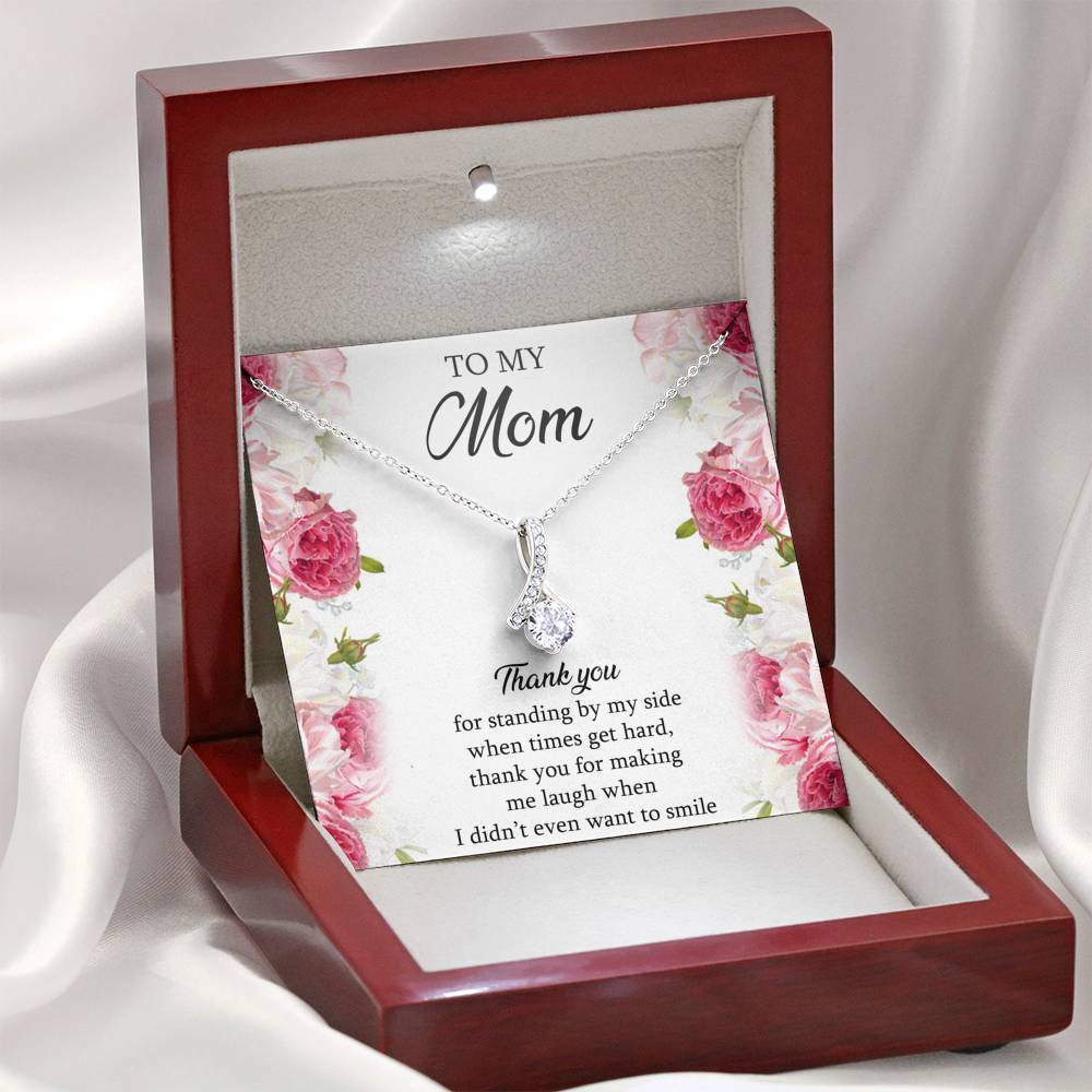 To My Mom Gifts, Thank You For Standing By My Side, Alluring Beauty Necklace For Women, Birthday Mothers Day Present From Son Daughter