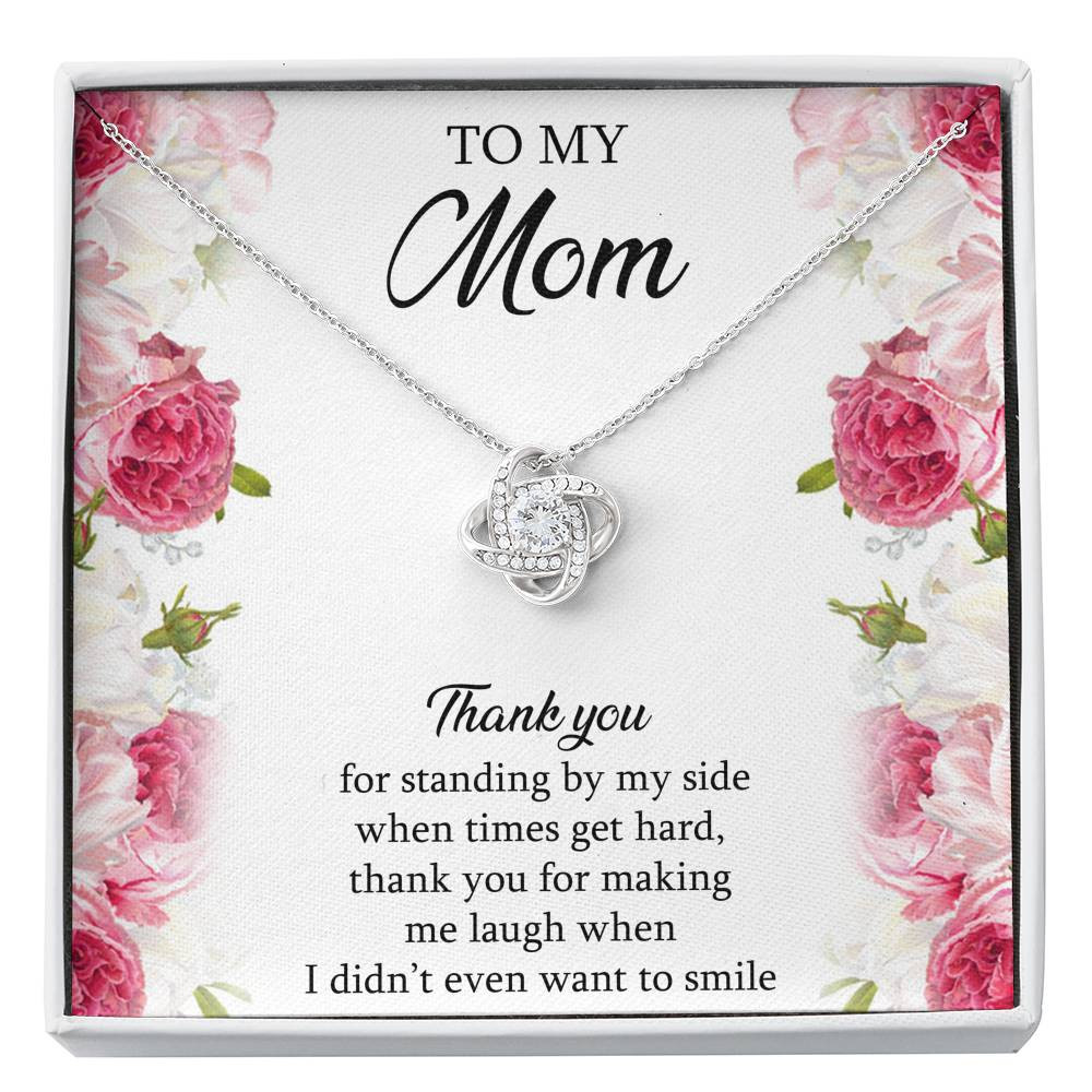 To My Mom Gifts, Thank You For Standing By My Side, Love Knot Necklace For Women, Birthday Mothers Day Present From Son Daughter