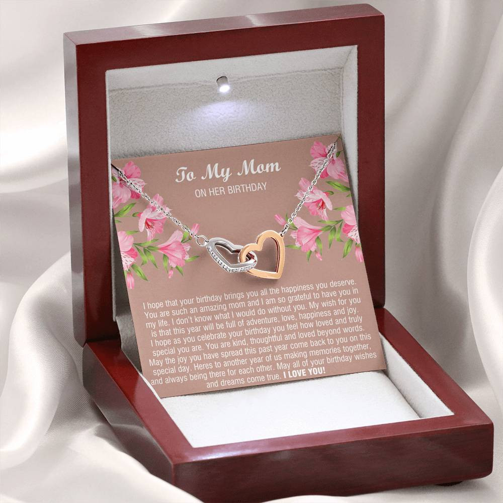 To My Mom Gifts, You Are Amazing, Interlocking Heart Necklace For Women, Birthday Present From Son Daughter
