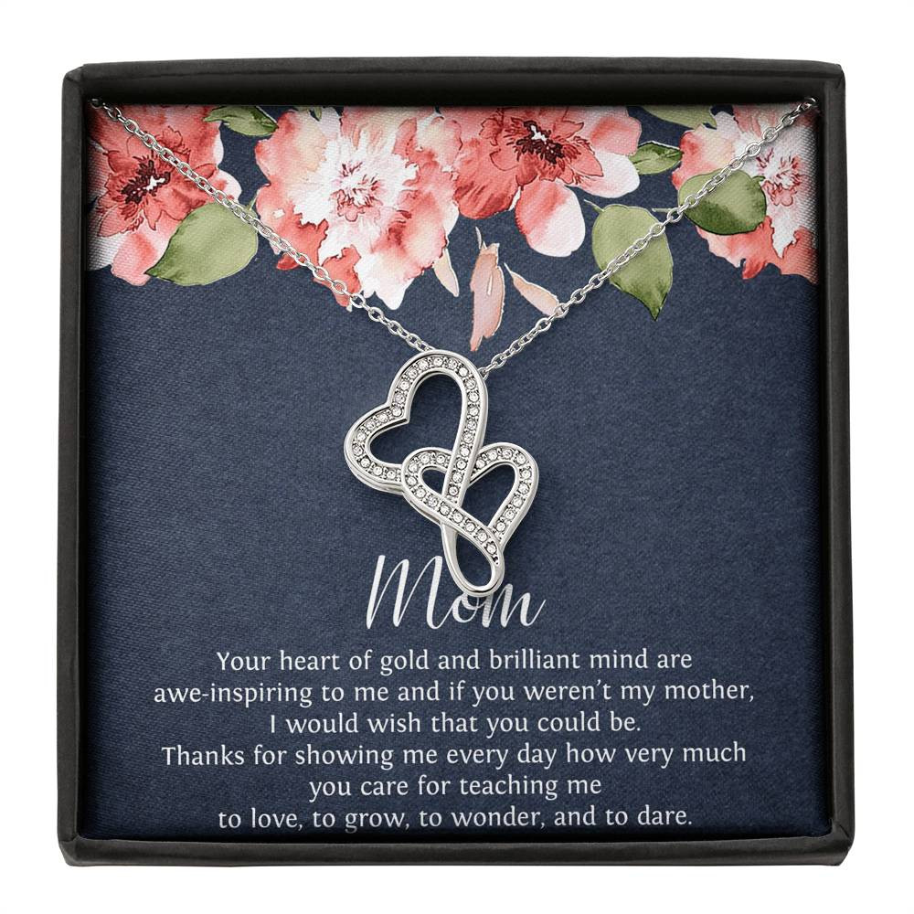 To My Mom Gifts, Your Heart of Gold, Double Heart Necklace For Women, Birthday Mothers Day Present From Son Daughter