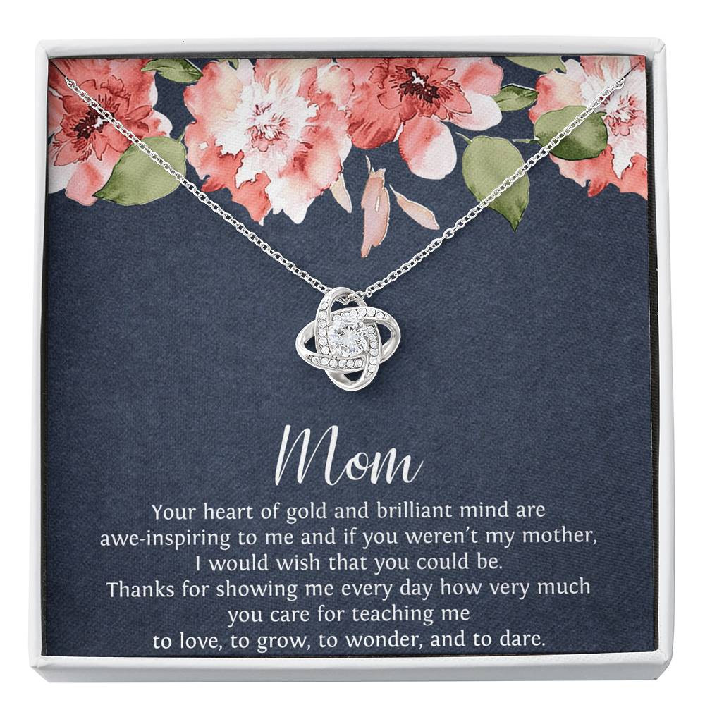 To My Mom Gifts, Your Heart of Gold, Love Knot Necklace For Women, Birthday Mothers Day Present From Son Daughter