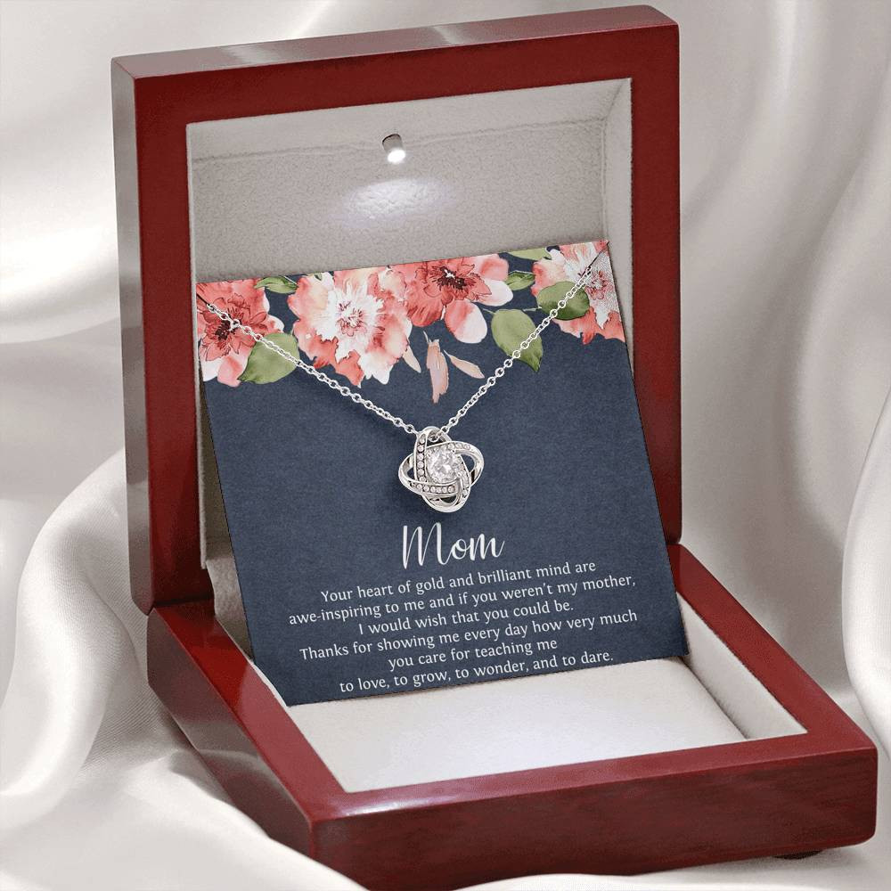 To My Mom Gifts, Your Heart of Gold, Love Knot Necklace For Women, Birthday Mothers Day Present From Son Daughter