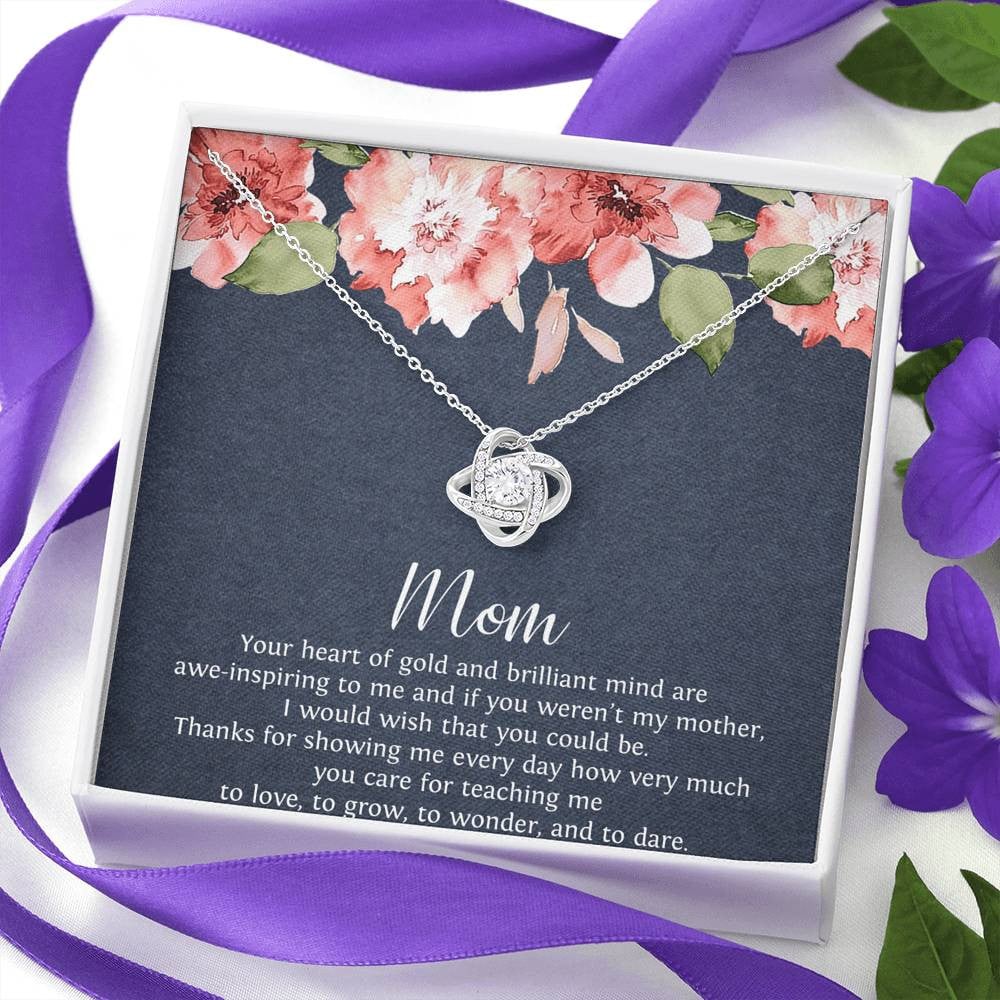 To My Mom Gifts, Your Heart of Gold, Love Knot Necklace For Women, Birthday Mothers Day Present From Son Daughter