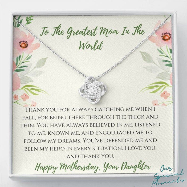 To My Mom Love Knot Necklace Mom Mothers Day  Gift, Greatest Mom Gift, Mom Necklace. Jewelry From  Daughter To Mom, Mothers day Gift Ideas