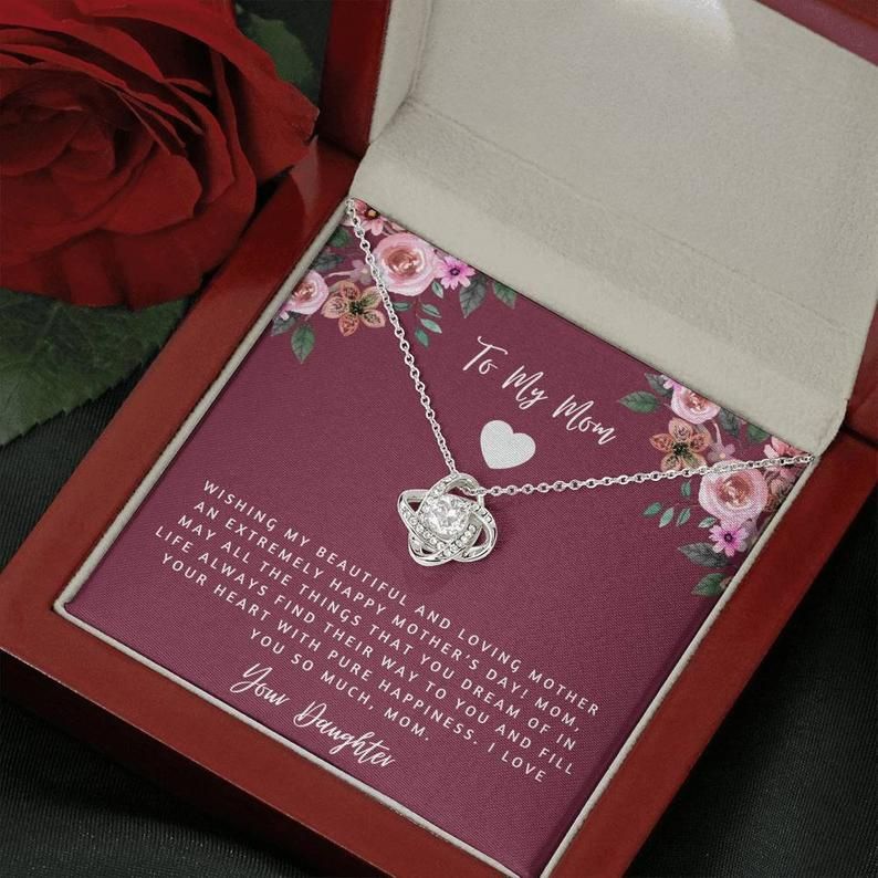 To My Mom Necklace 14k Gold Necklace Mothers Day Gift, Love Knot Necklace for Mothers day, Gift for Mothers Day from Daughter, Daughter Mom
